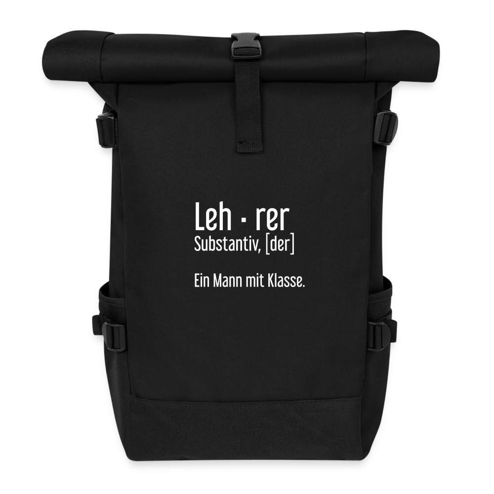 Ein Mann Mit Klasse Rolltop Rucksack - Schwarz