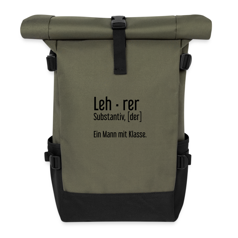 Ein Mann Mit Klasse Rolltop Rucksack - Olive/Schwarz