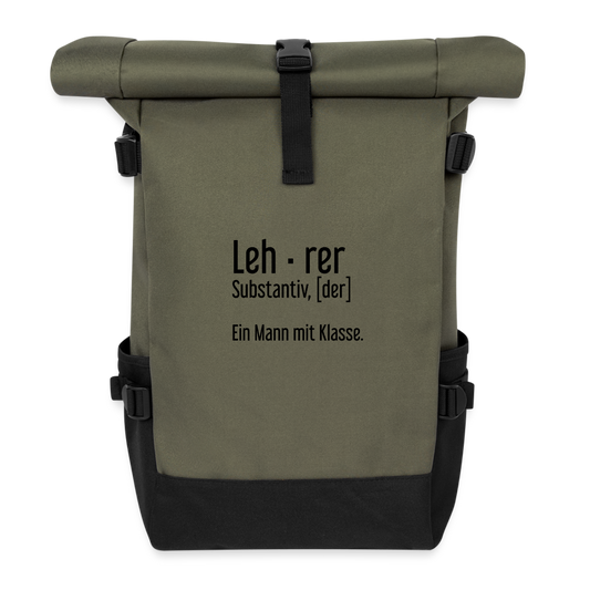 Ein Mann Mit Klasse Rolltop Rucksack - Olive/Schwarz