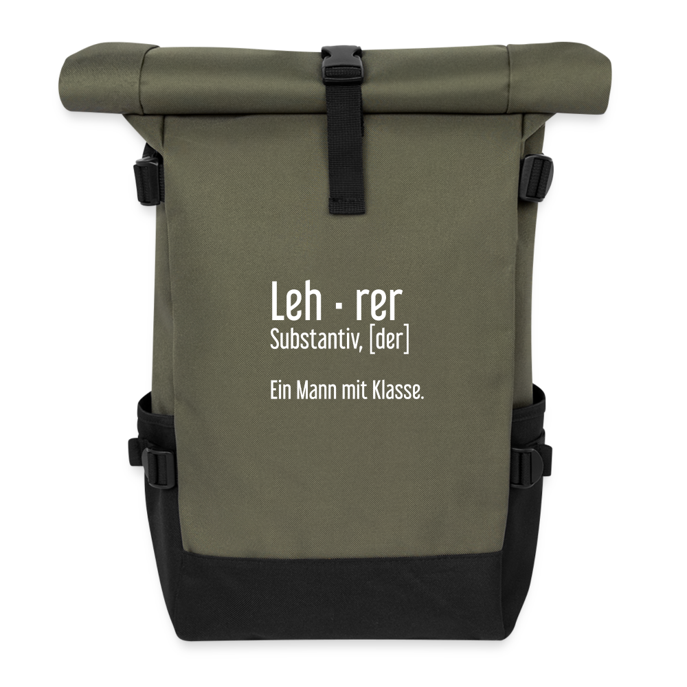 Ein Mann Mit Klasse Rolltop Rucksack - Olive/Schwarz