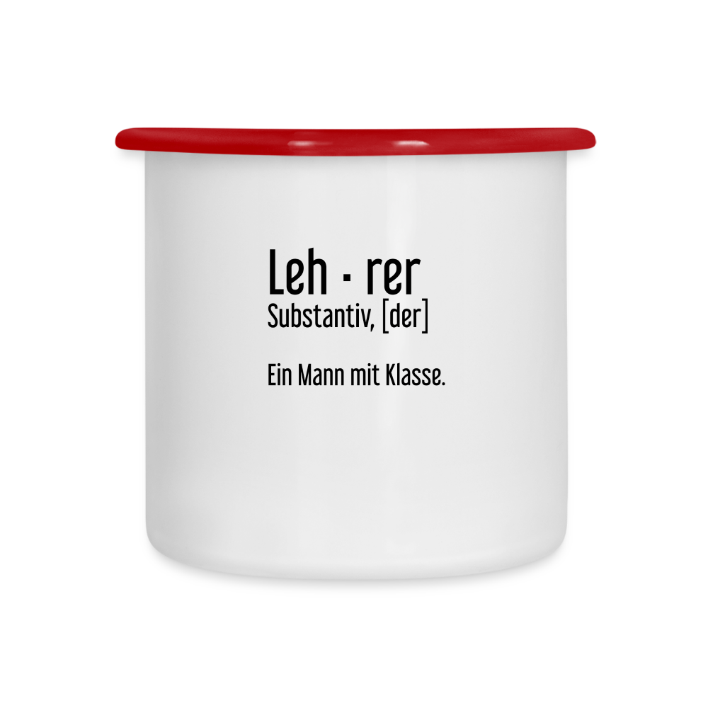 Ein Mann Mit Klasse Emaille-Tasse - Weiß/Rot