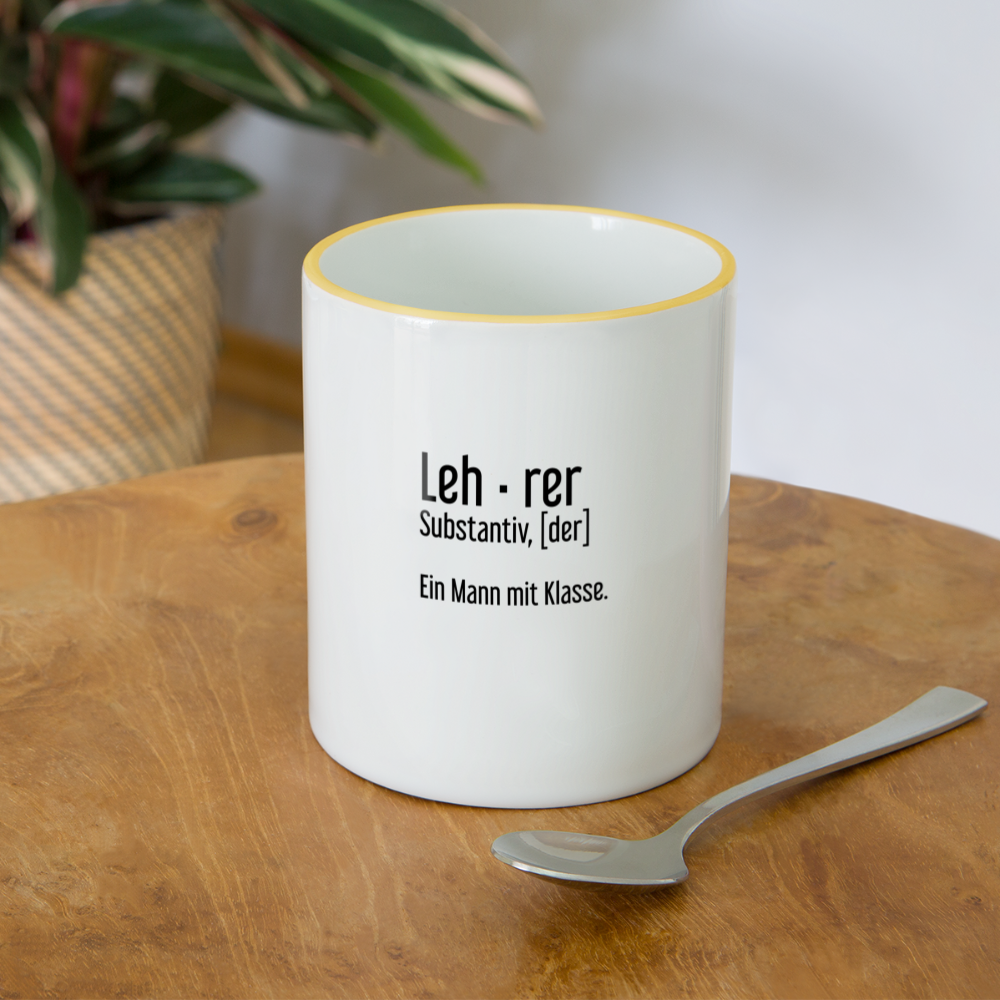 Ein Mann Mit Klasse Tasse zweifarbig - Weiß/Gelb