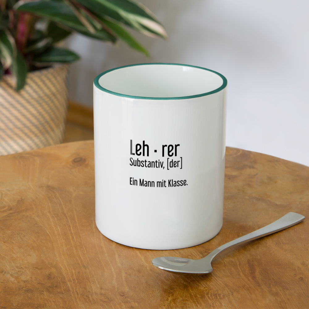 Ein Mann Mit Klasse Tasse zweifarbig - Weiß/Dunkelgrün